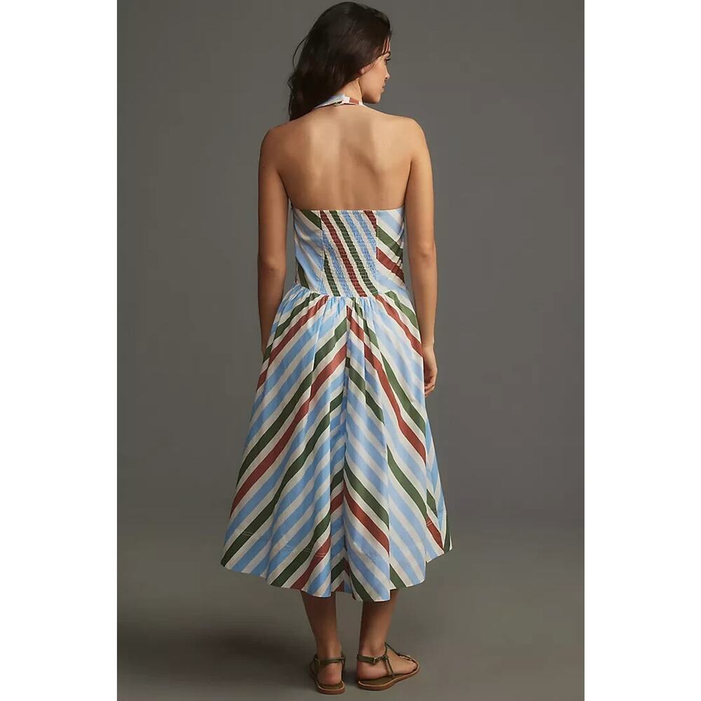 NWT Anthropologie Maeve Halter Striped Midi Sundress Size S Open Back #8F463 - Picture 3 of 12